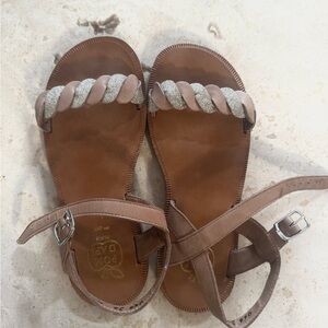 Pom D'Api Brown and Silver Kids Sandals